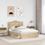 Seng Med Oppbevaring Sonoma Eik 120 X 200 Cm Konstruert Tre