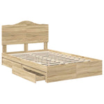 Seng Med Oppbevaring Sonoma Eik 120 X 200 Cm Konstruert Tre
