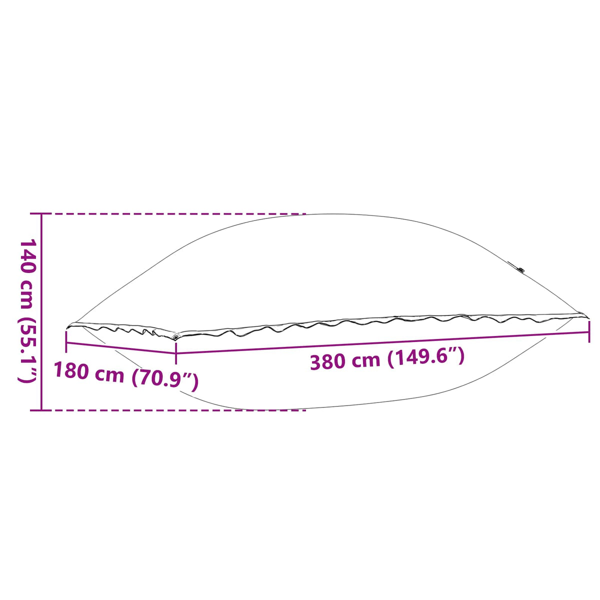 Vinterbassengpute Blå 380 X 180 X 140 Cm Pvc