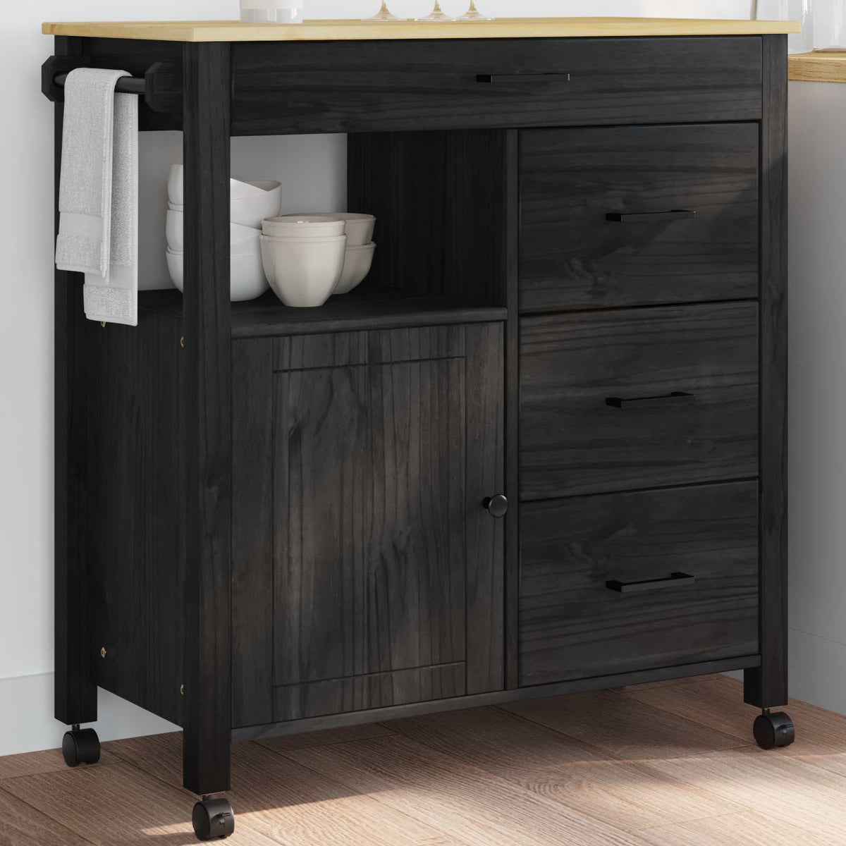 Kjøkkenvogn Ensfarget Svart