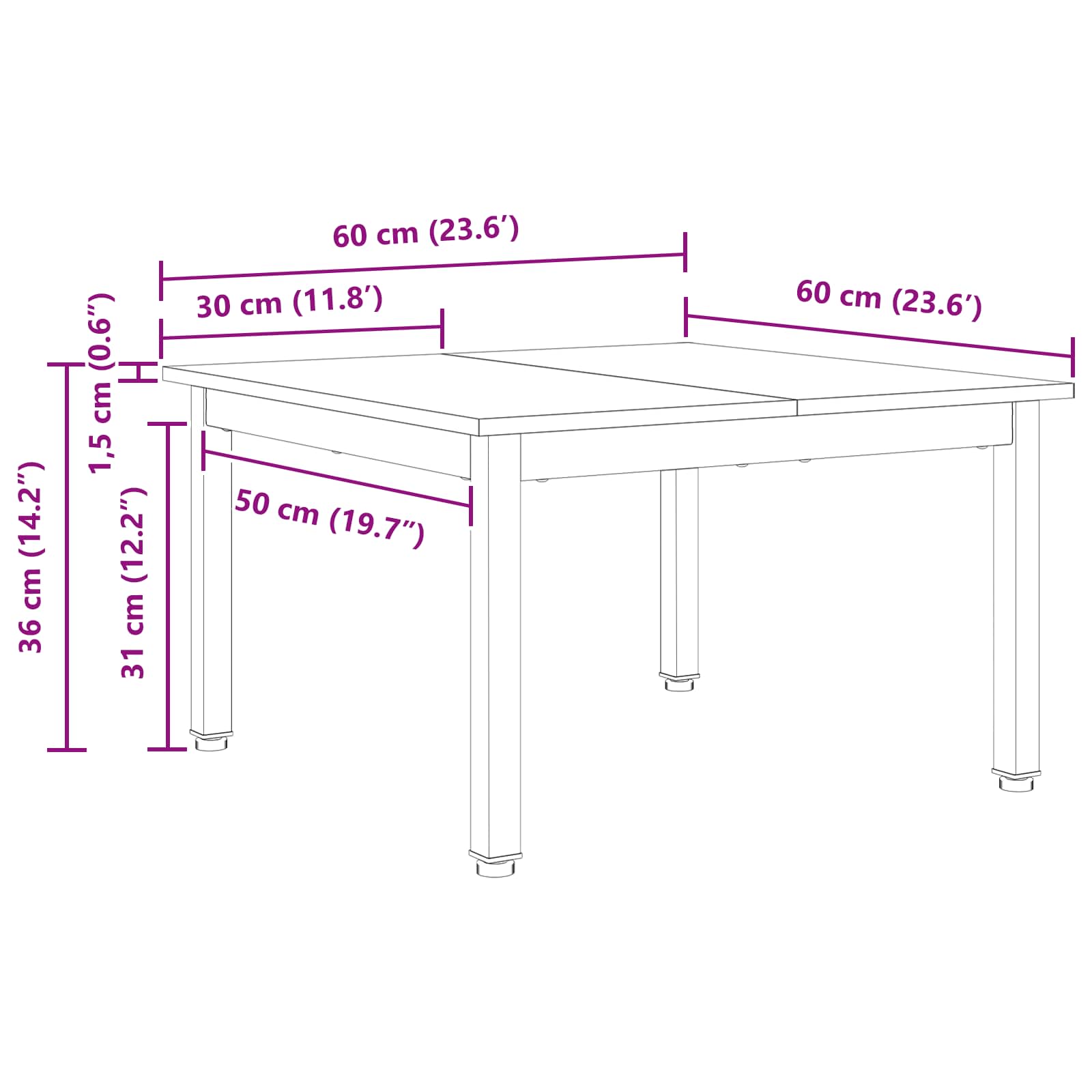 Kaffebord Naturlig 60 X 60 X 36 Cm Massiv Furu