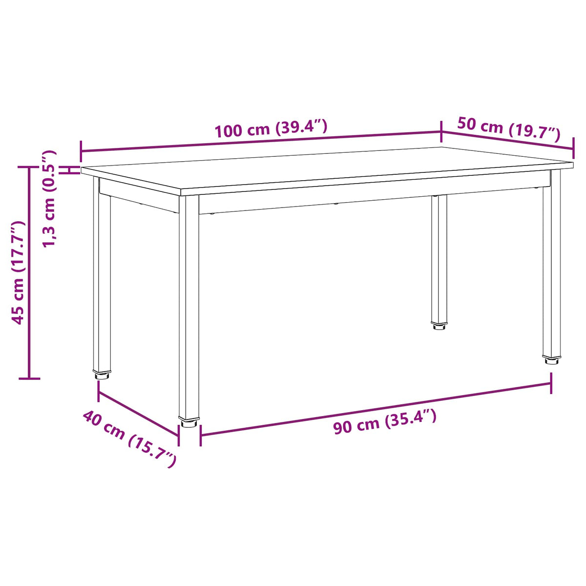 Kaffebord Naturlig 100 X 50 X 45 Cm Massiv Furu