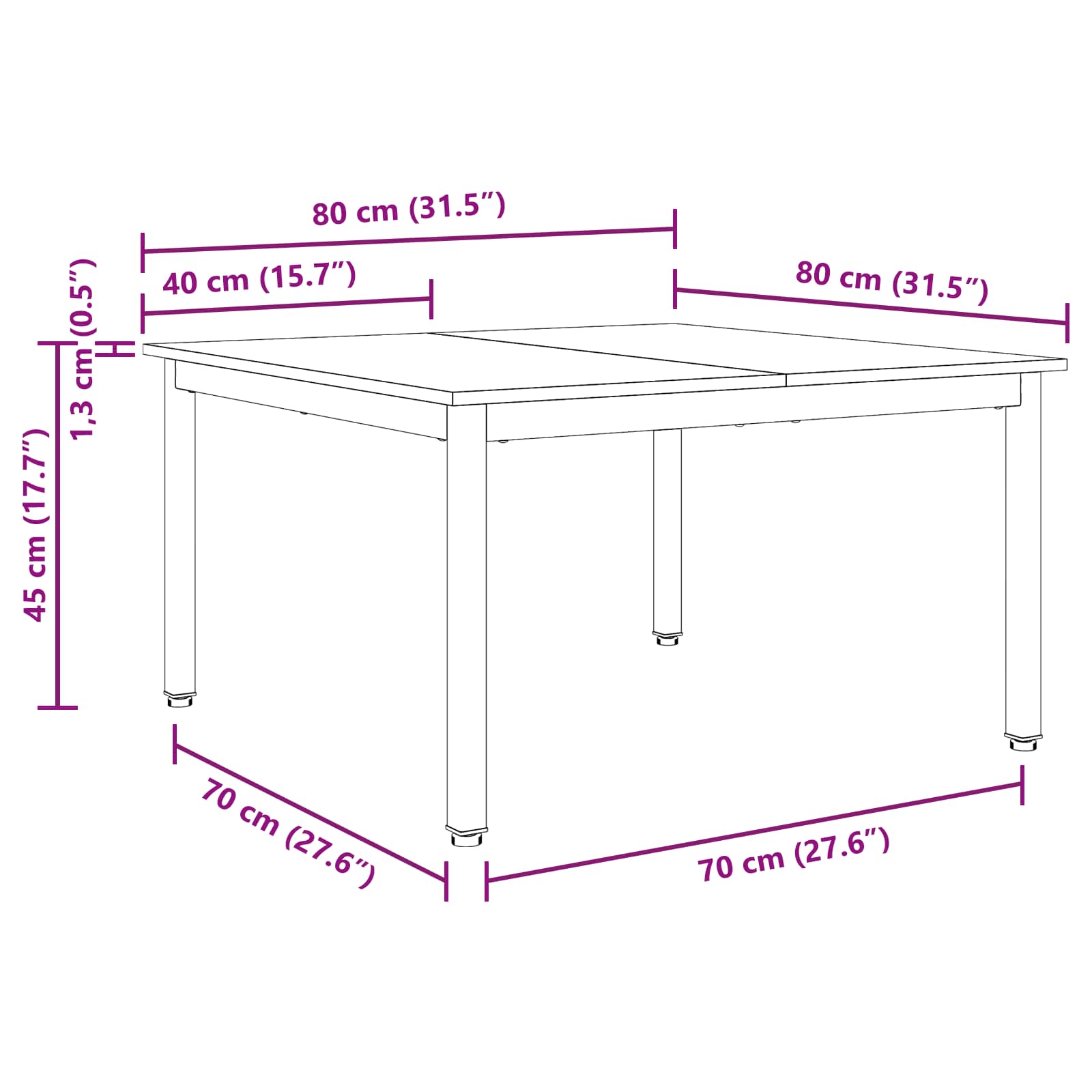 Kaffebord Naturlig 80 X 80 X 45 Cm Massiv Furu