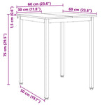 Spisebord Hvit 60 X 60 X 75 Cm Massiv Furu