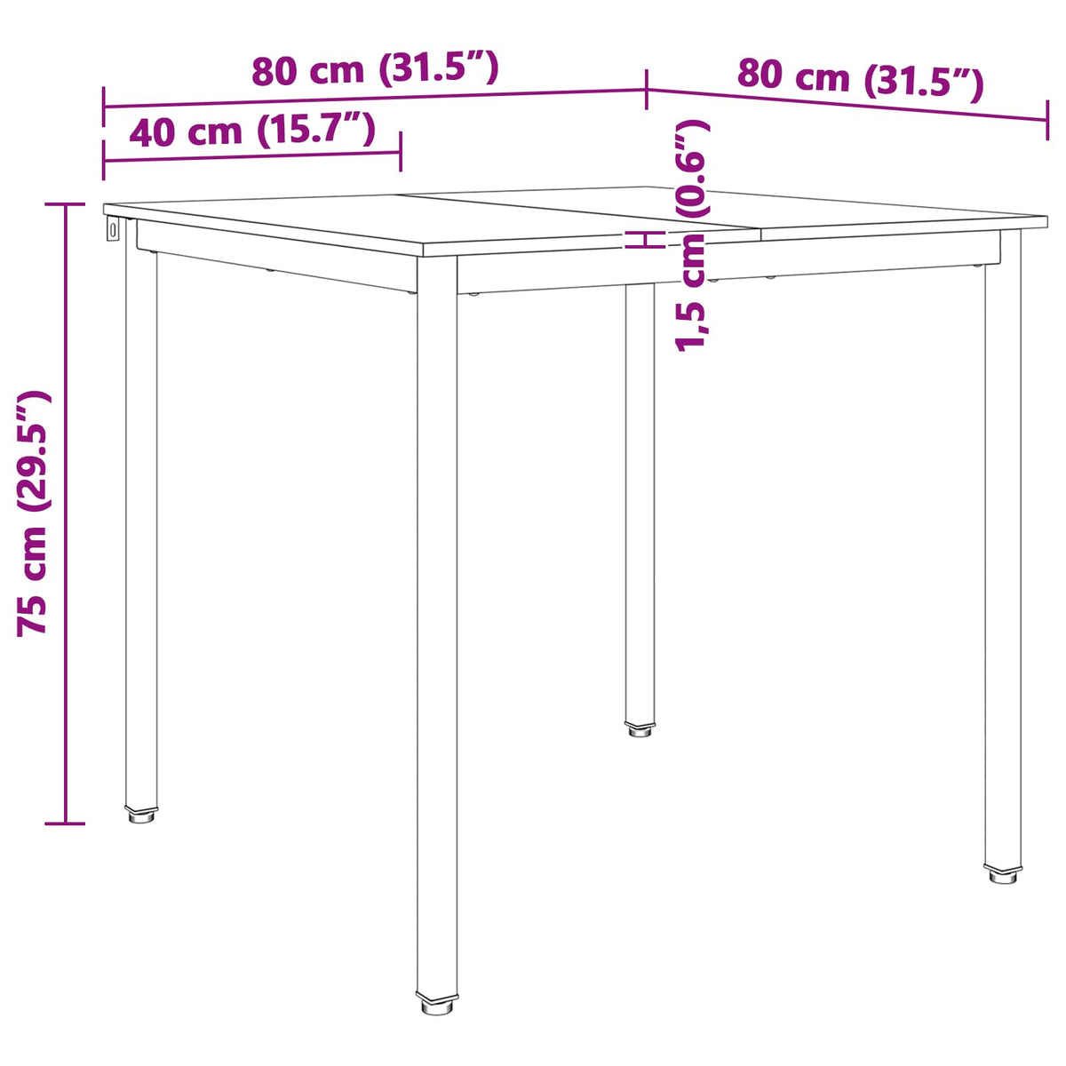 Spisebord Hvit 80 X 80 X 75 Cm Massiv Furu