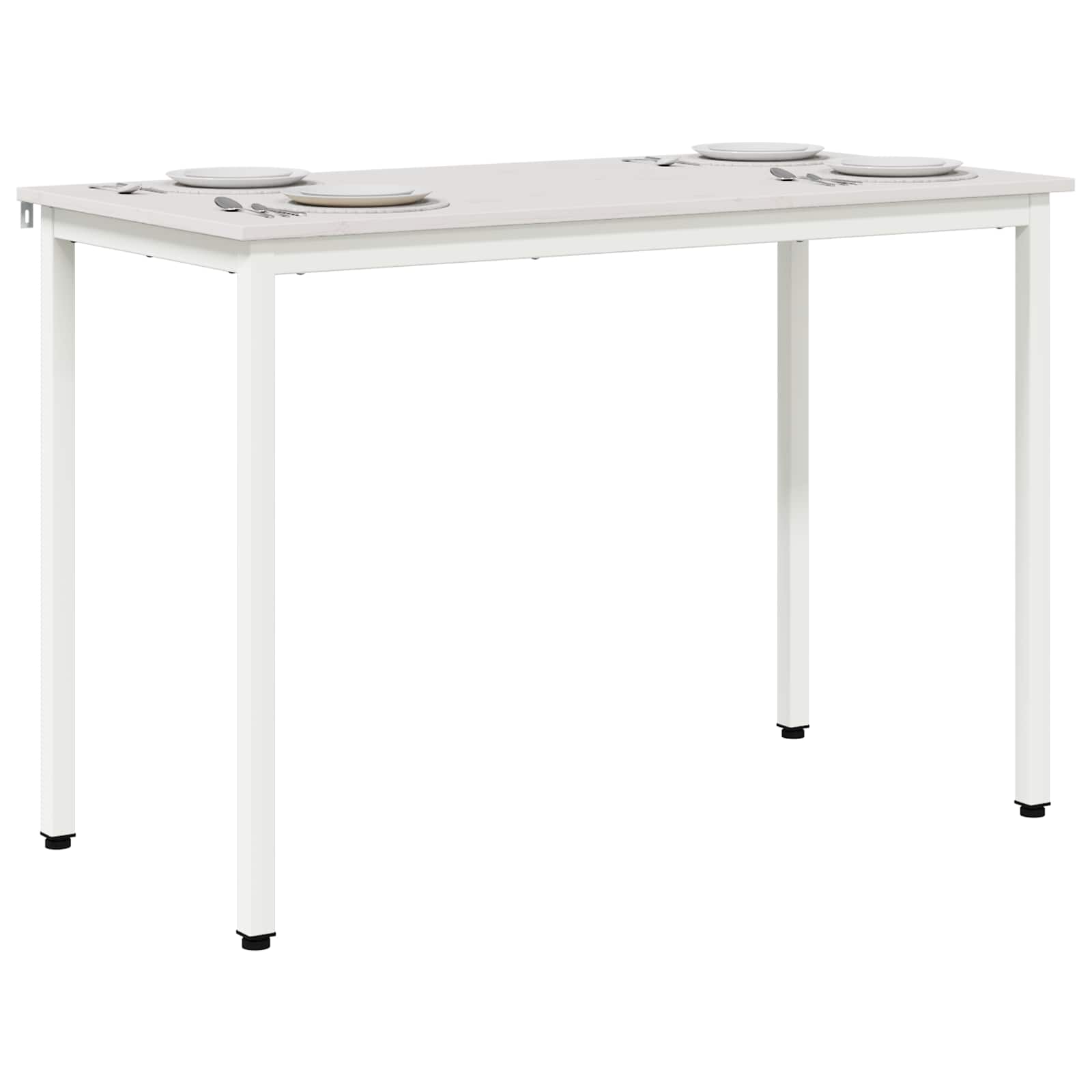 Spisebord Hvit 110 X 55 X 75 Cm Massiv Furu