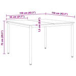 Spisebord Hvit 110 X 110 X 75 Cm Massiv Furu