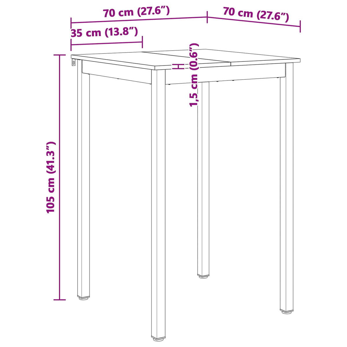 Barbord Naturlig 110 X 55 X 105 Cm Massiv Furu