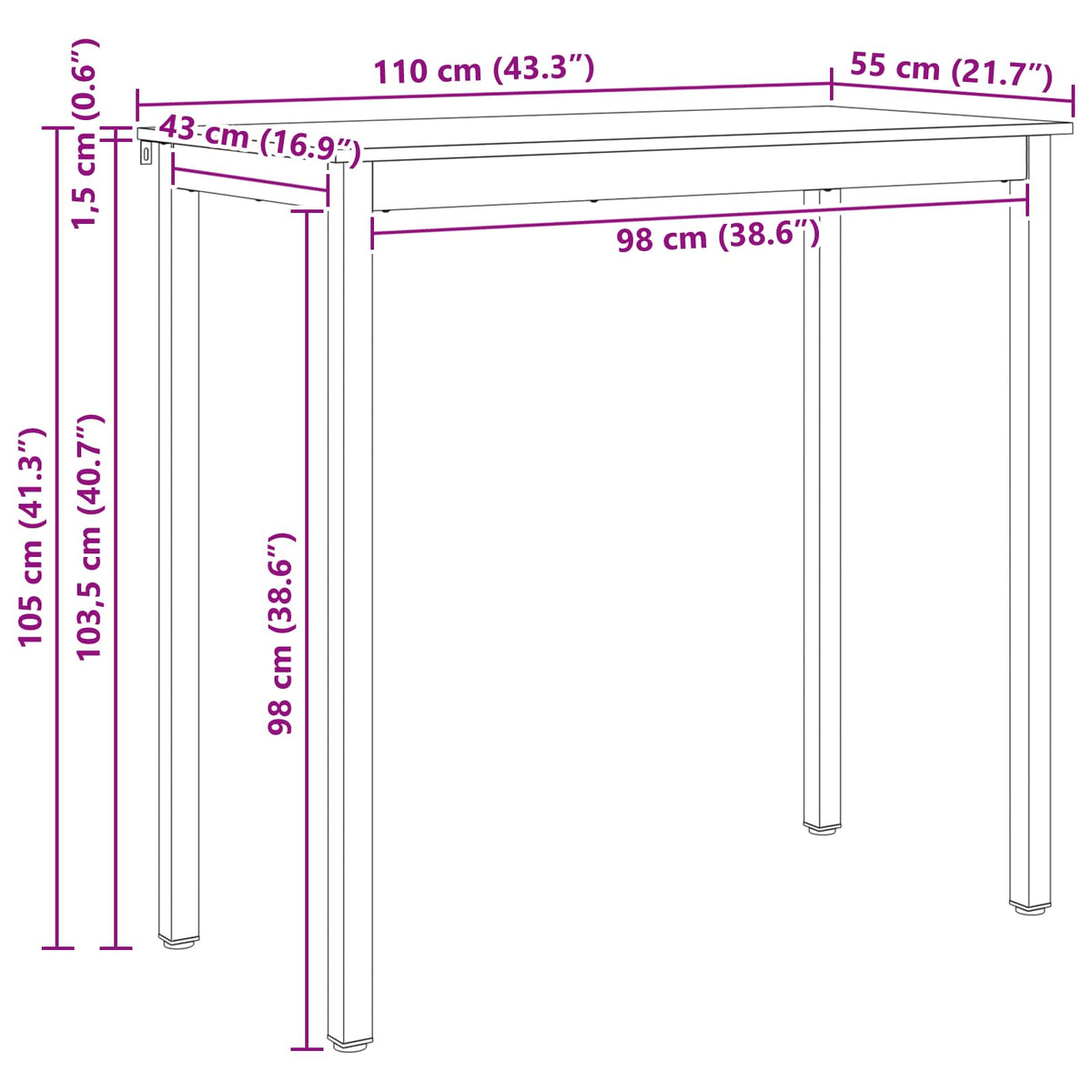 Barbord Naturlig 110 X 55 X 105 Cm Massiv Furu