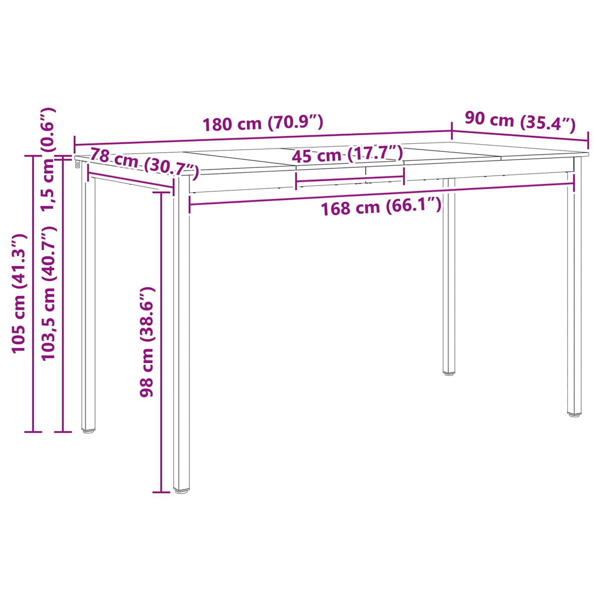 Barbord Hvit 110 X 55 X 105 Cm Massiv Furu