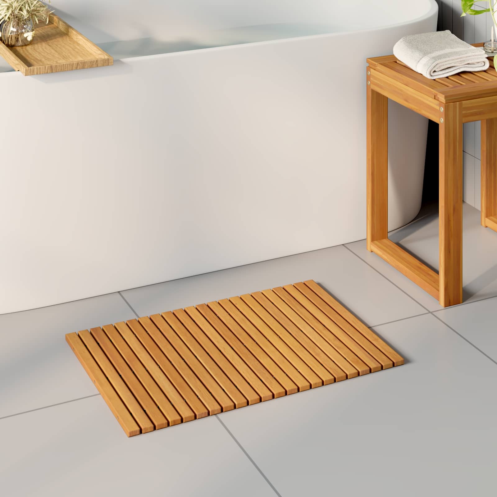 Badematte Brun 60 X 40 Cm Solid Akasietre