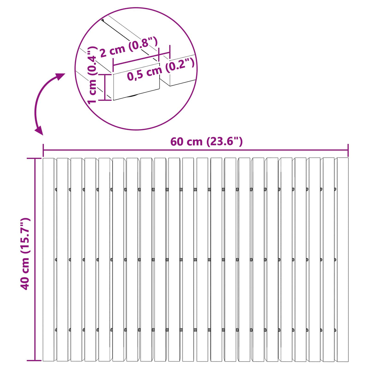 Badematte Brun 60 X 40 Cm Solid Akasietre
