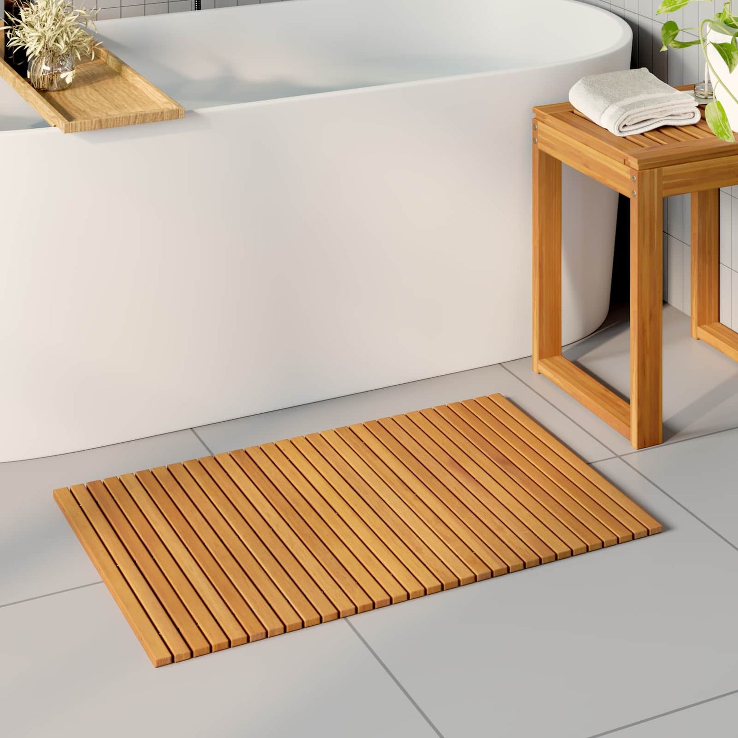 Badematte Brun 80 X 50 Cm Solid Akasietre