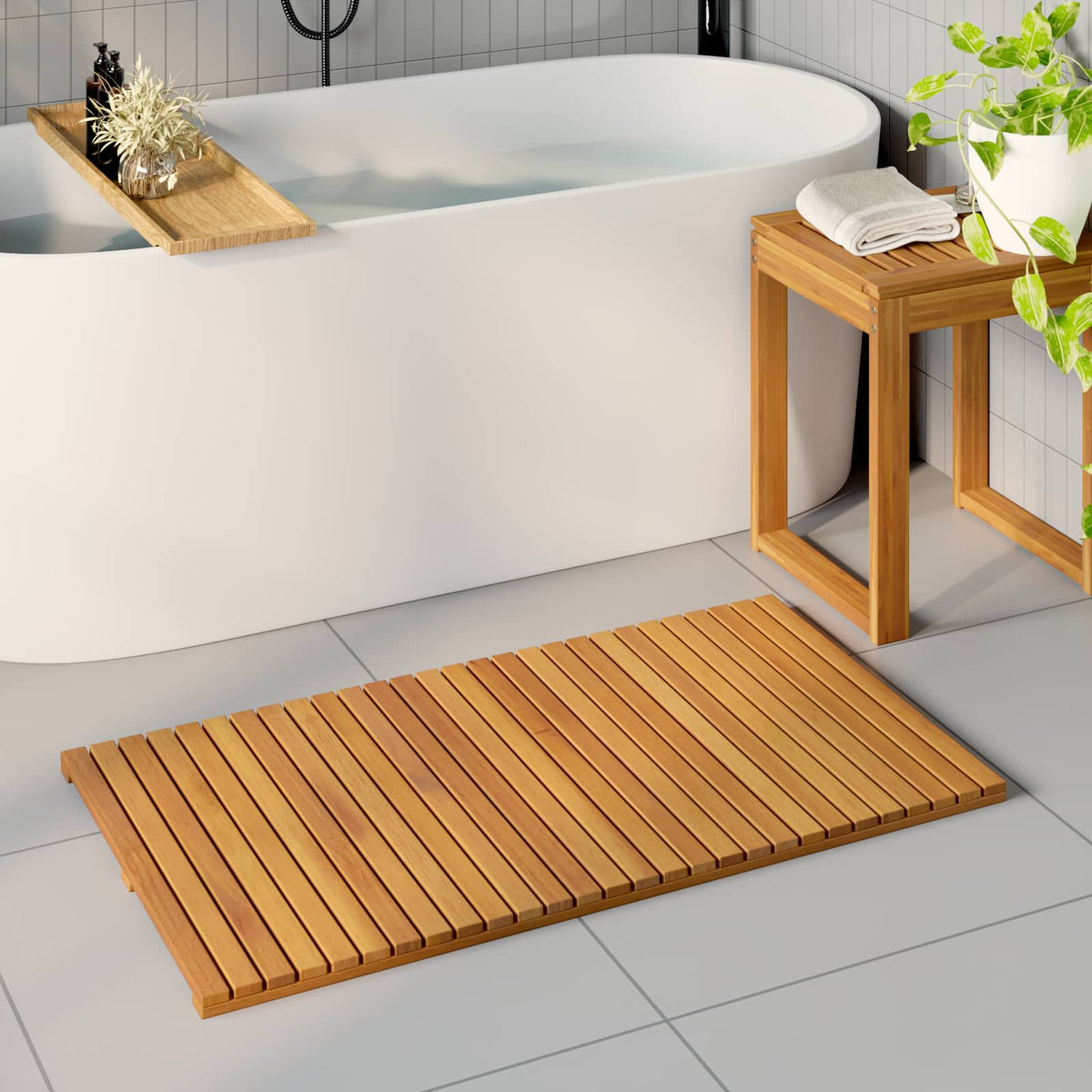 Badematte Ensfarget Brun 100 X 55 Cm Tre