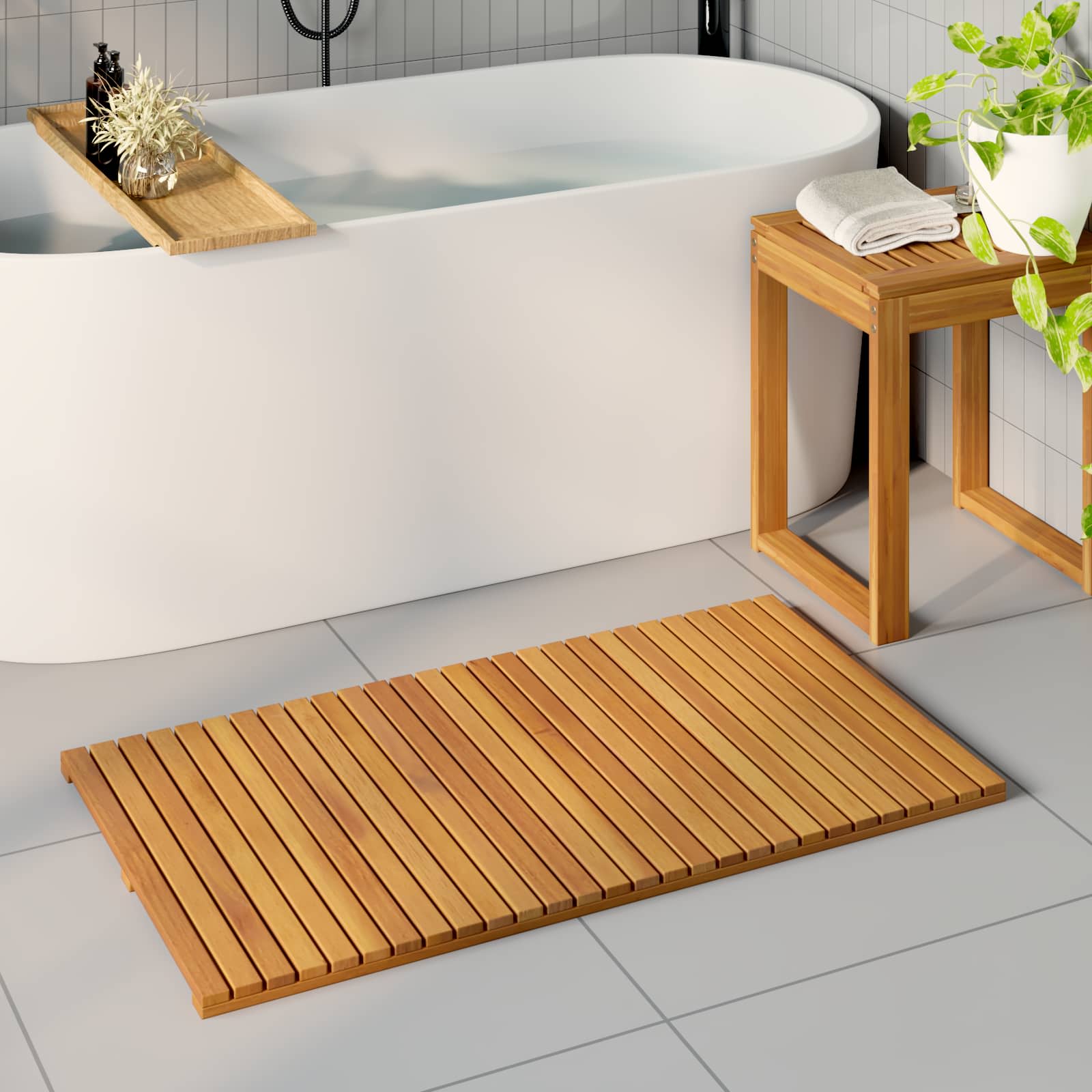 Badematte Ensfarget Brun 100 X 55 Cm Tre