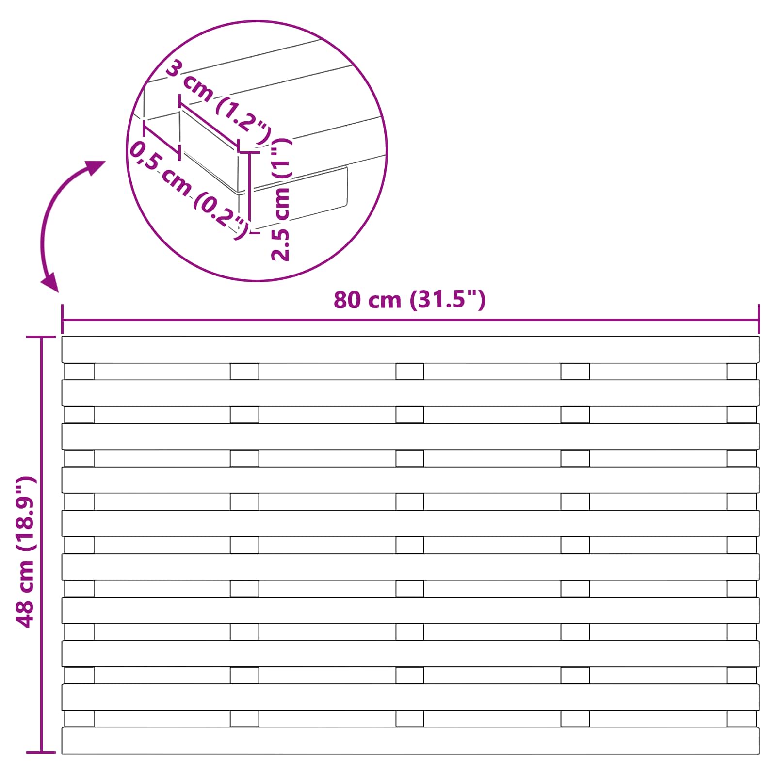 Badematte Ensfarget Brun 80 X 48 X 2,5 Cm Tre