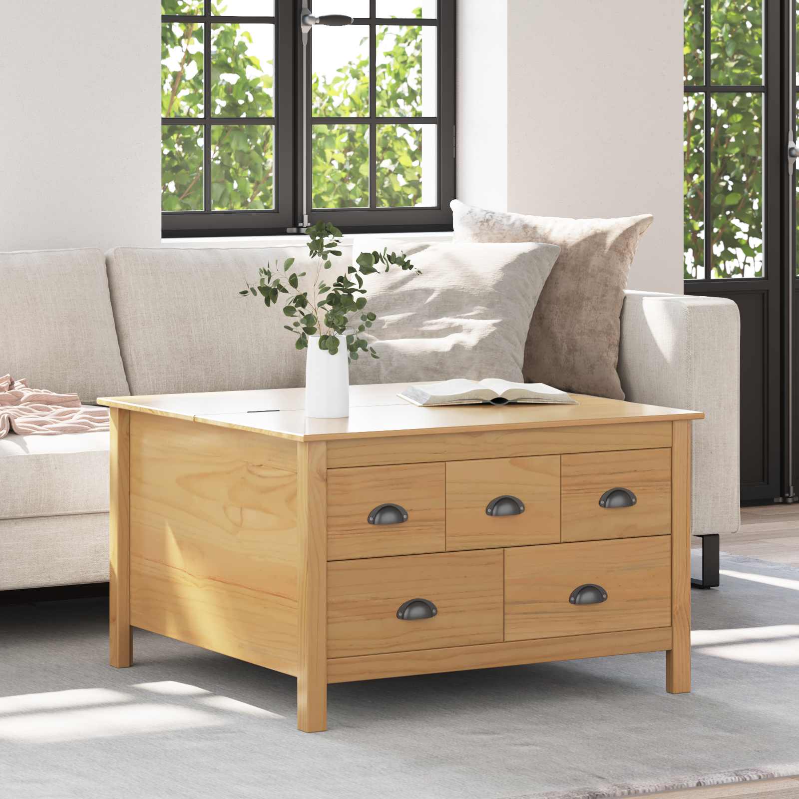Kaffebord Honning Brun 79.5 X 79.5 X 49 Cm Massiv Furu