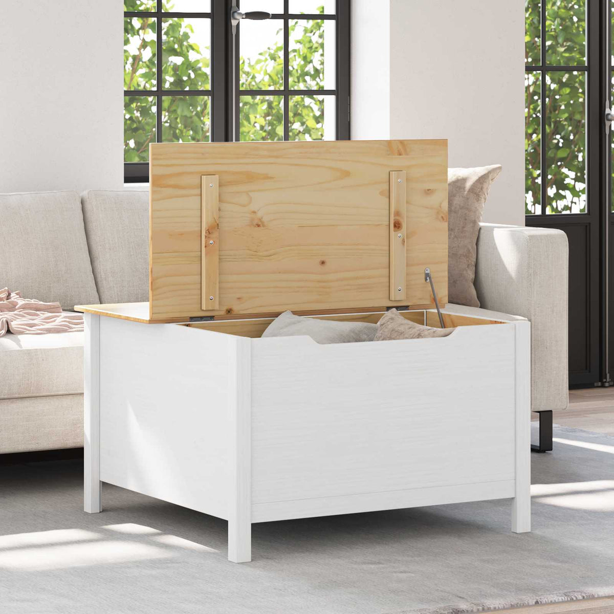 Kaffebord Hvit Og Honningbrun 79.5 X 79.5 X 49 Cm Massiv Furu