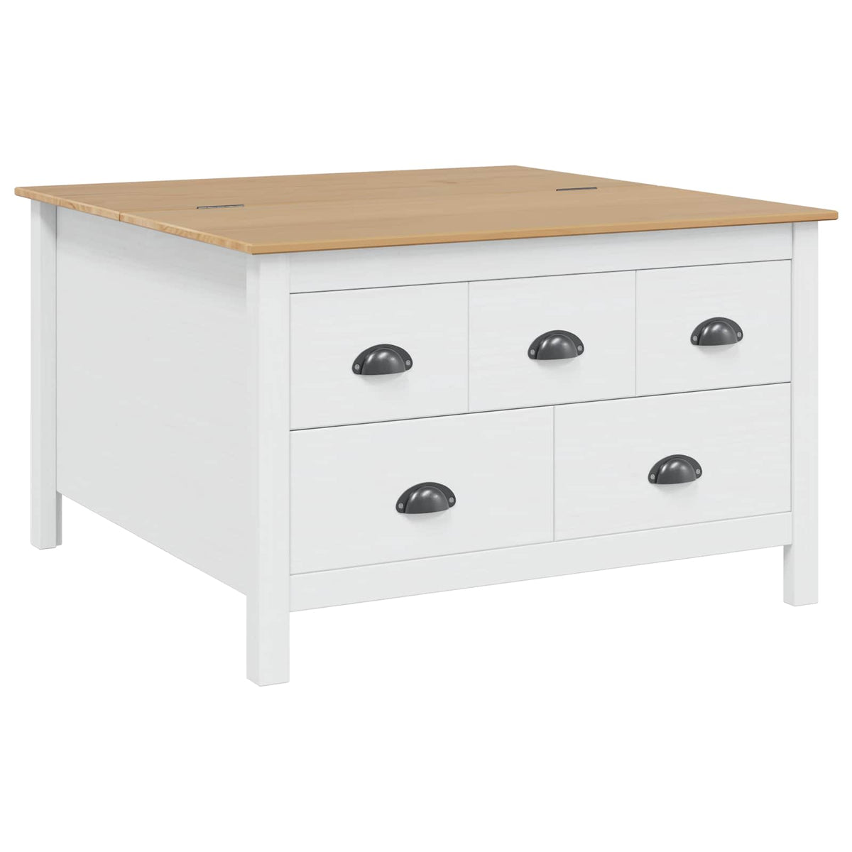 Kaffebord Hvit Og Honningbrun 79.5 X 79.5 X 49 Cm Massiv Furu
