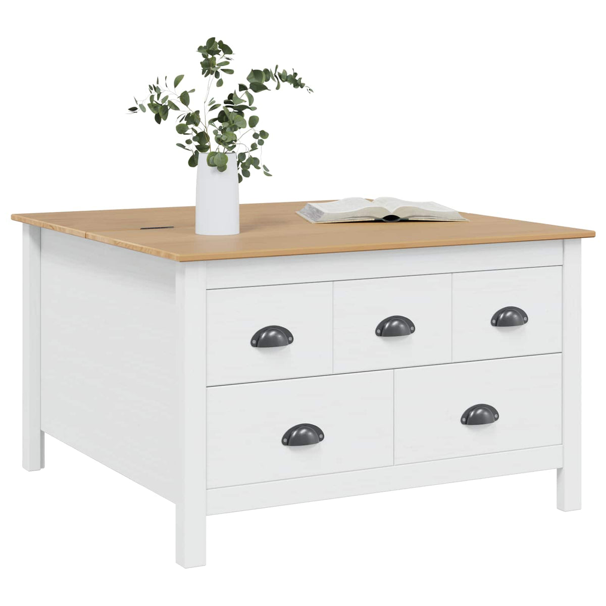 Kaffebord Hvit Og Honningbrun 79.5 X 79.5 X 49 Cm Massiv Furu