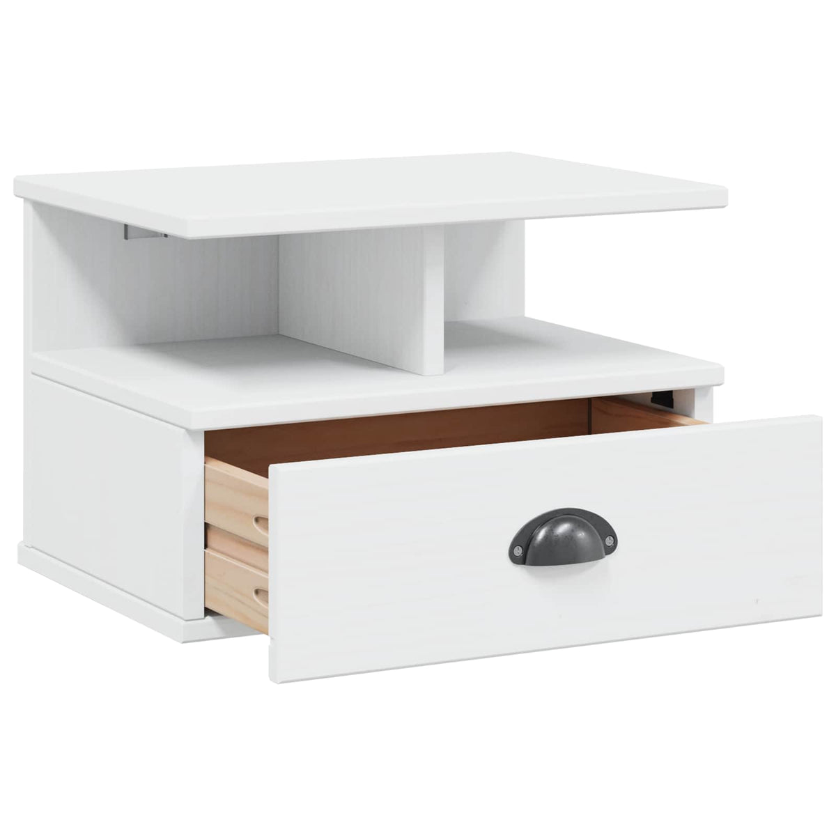 Nattbordskap Med Skuff Hvit 40 X 31 X 27 Cm Massiv Furu