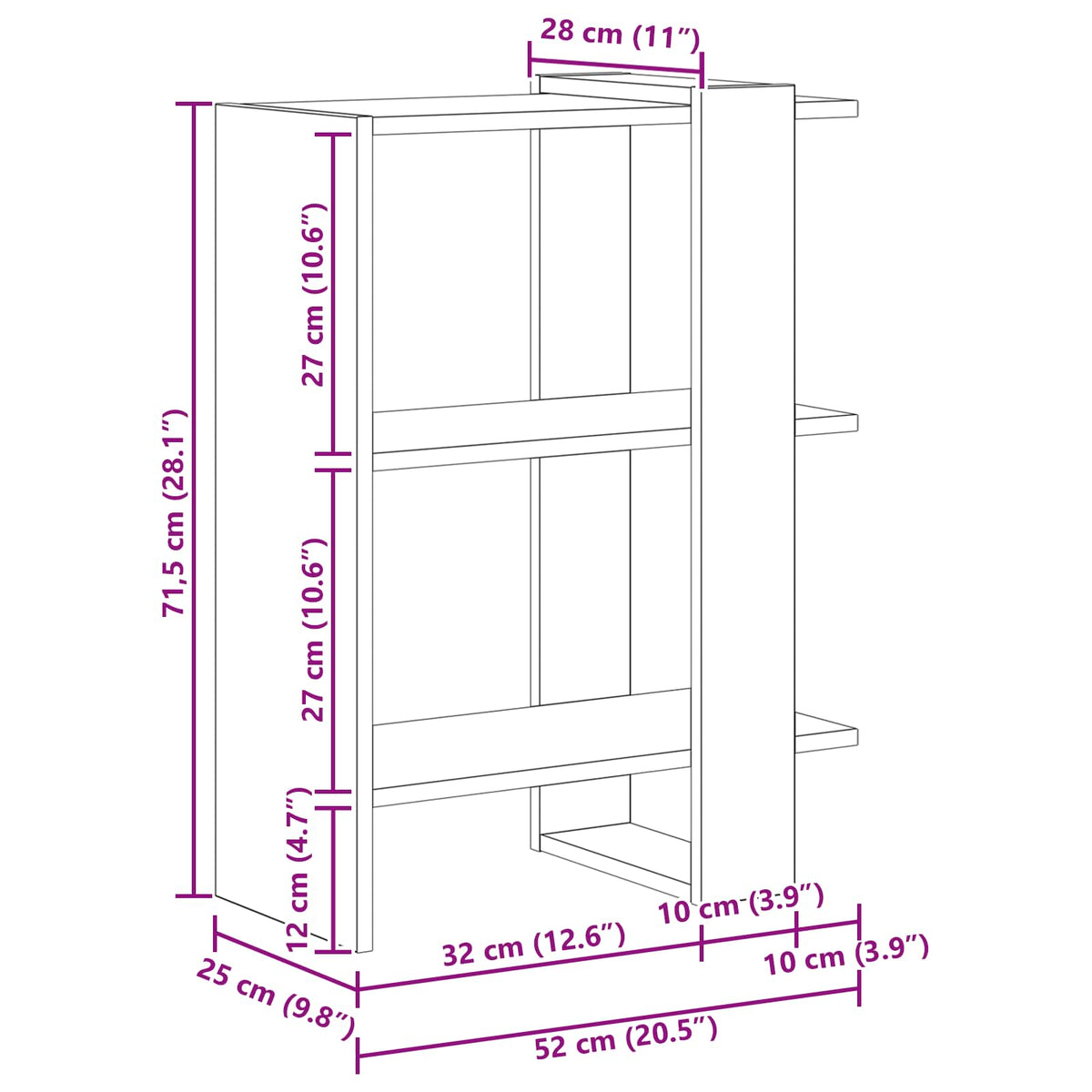 Bokhylle Svart Eik 52 X 25 X 71,5 Cm Konstruert Tre