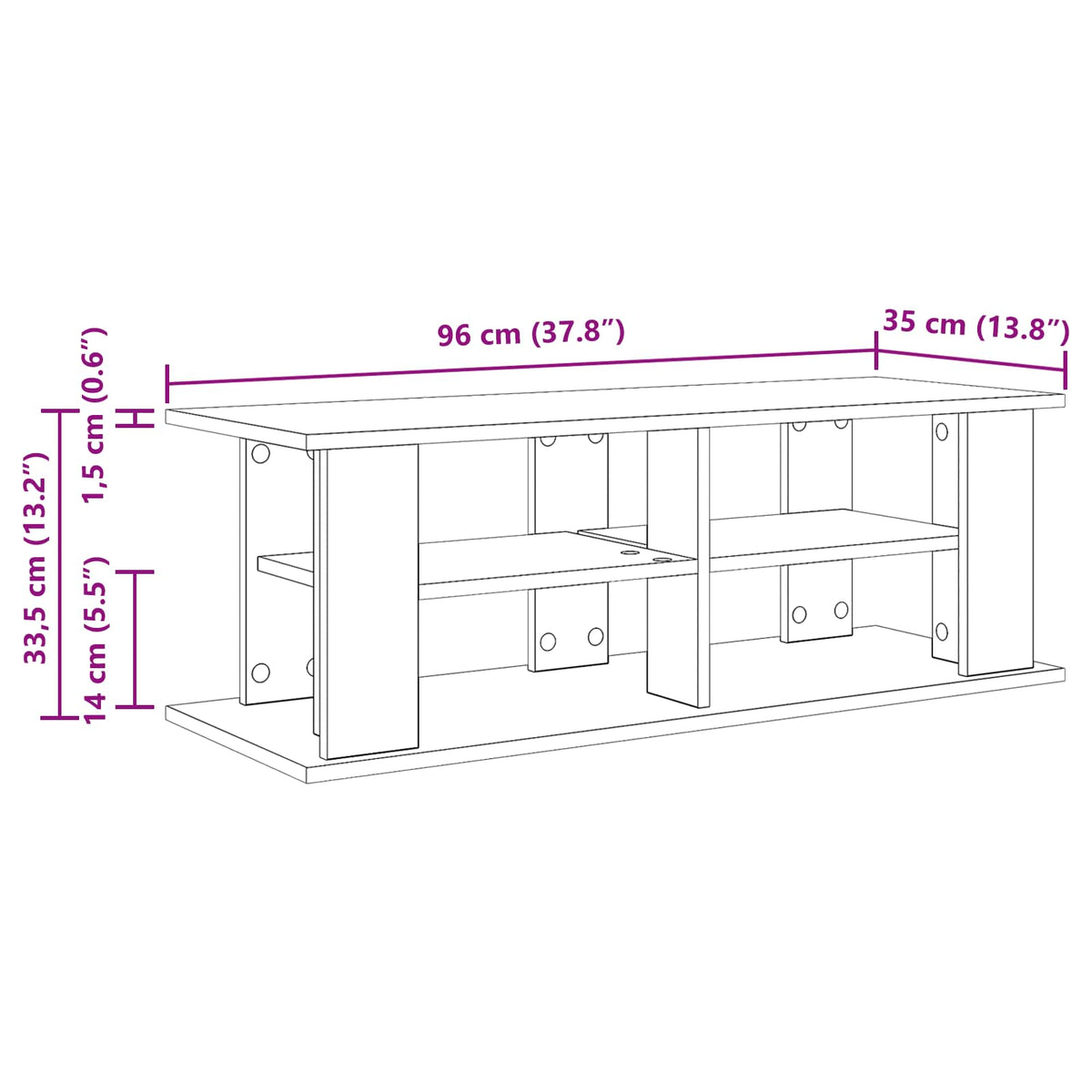 Tv-Stativ Hvit 96 X 35 X 33,5 Cm
