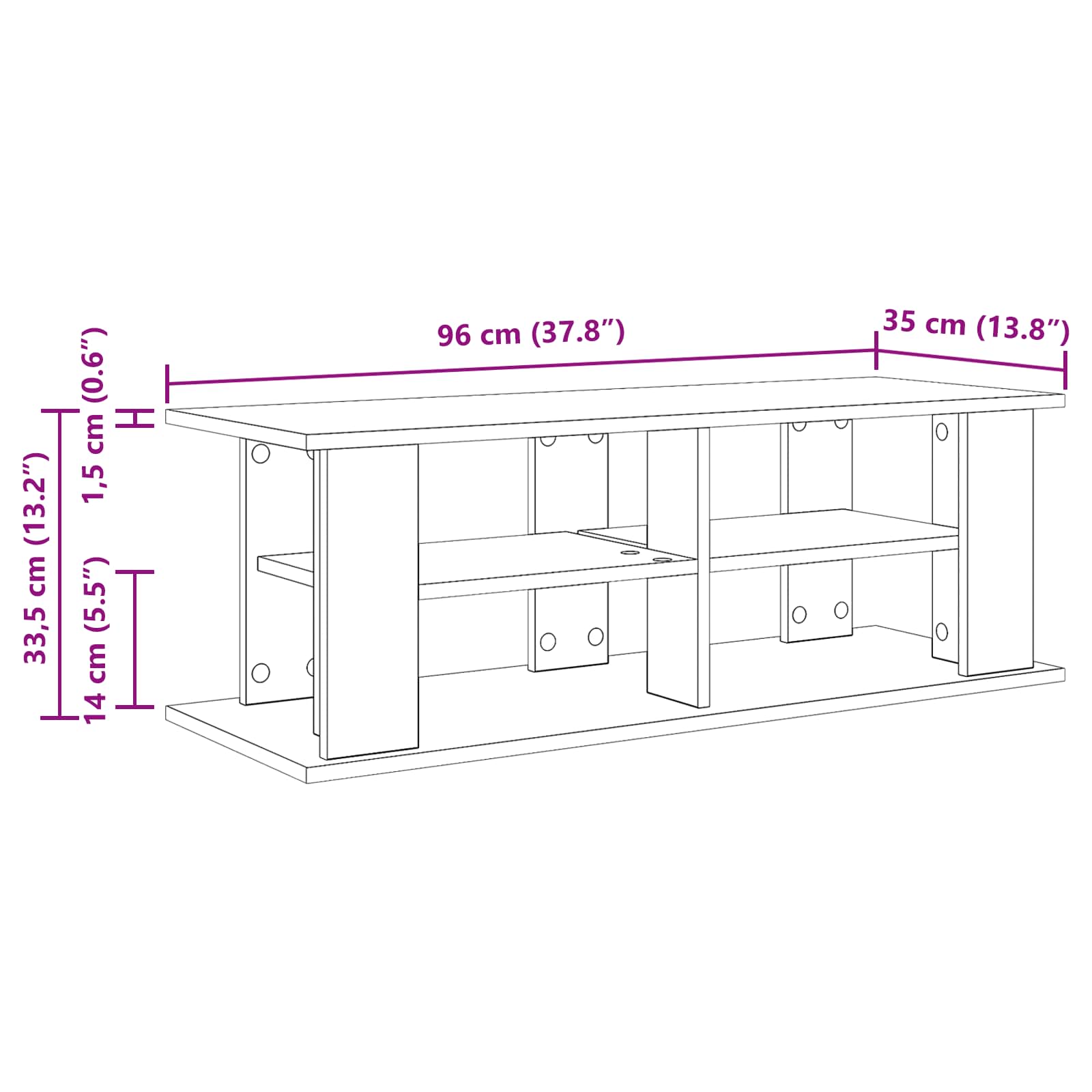 Tv-Stativ Hvit 96 X 35 X 33,5 Cm