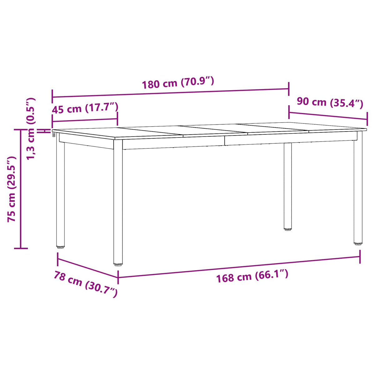 Spisebord 2 Pcs 180 X 90 X 75 Cm Konstruert Tre