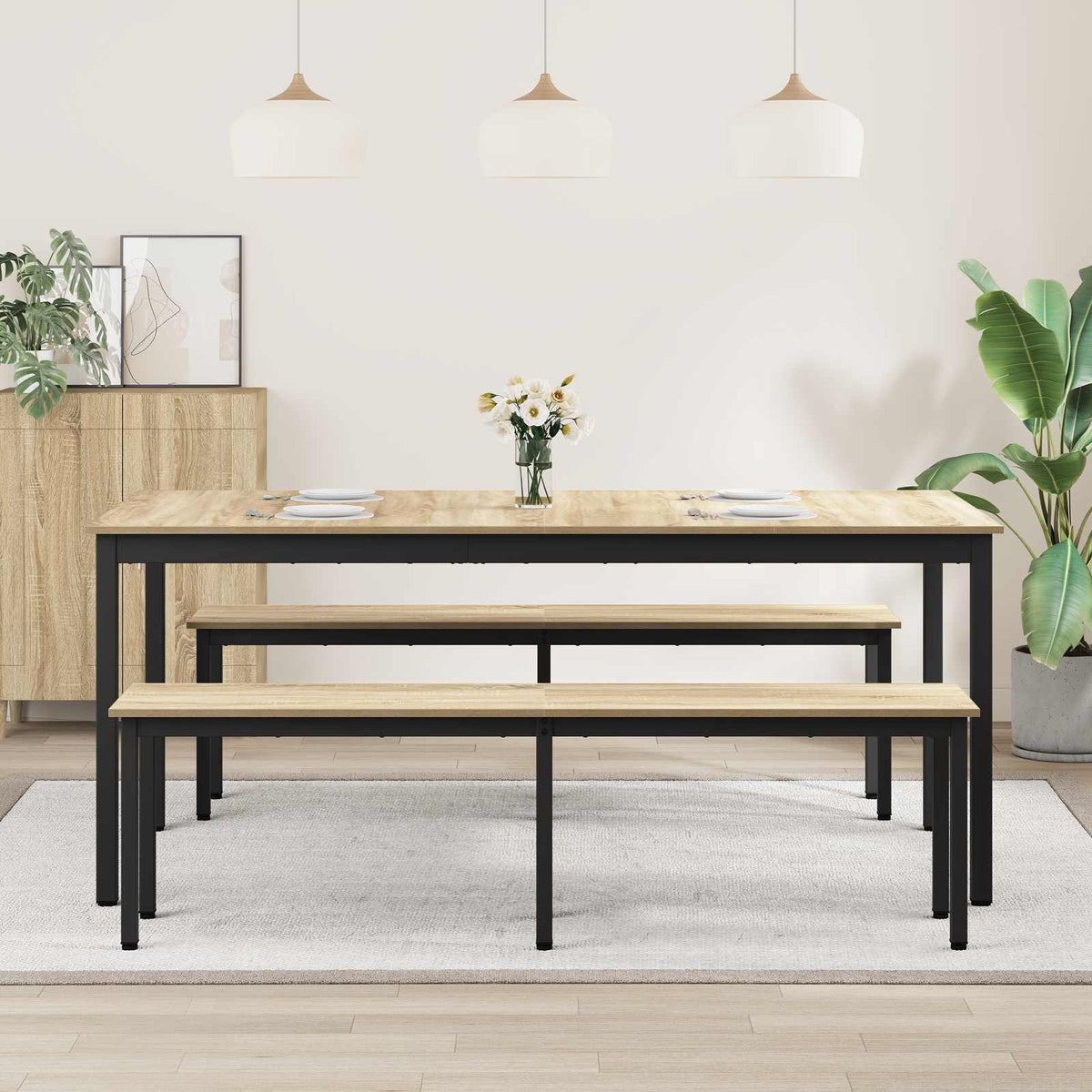 Spisebord 2 Pcs 180 X 90 X 75 Cm Konstruert Tre