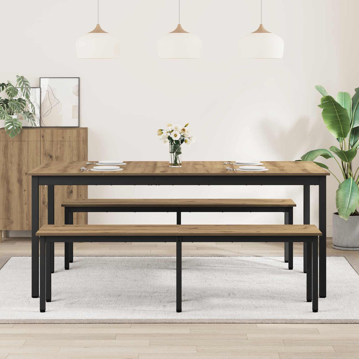 Spisebord 2 Pcs 180 X 90 X 75 Cm Konstruert Tre
