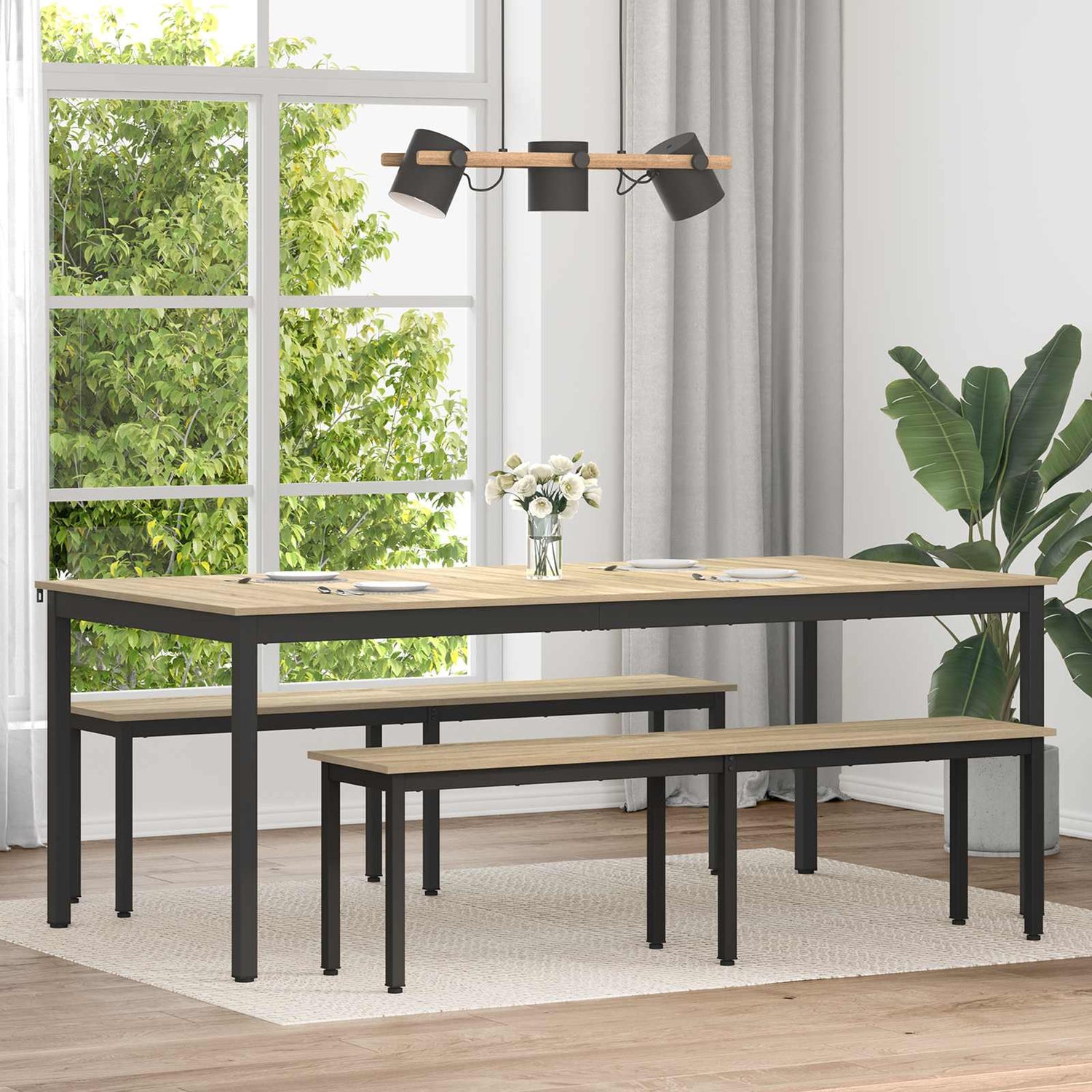 Spisebord 2 Pcs 200 X 100 X 75 Cm Konstruert Tre