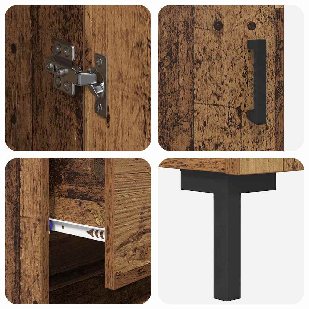 Høyskap 2 Pcs Gammelt Tre 69,5 X 34 X 180 Cm Konstruert Tre