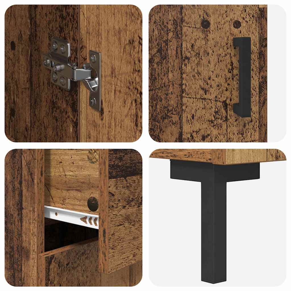 Høyskap 2 Pcs Gammelt Tre 69,5 X 34 X 180 Cm Konstruert Tre