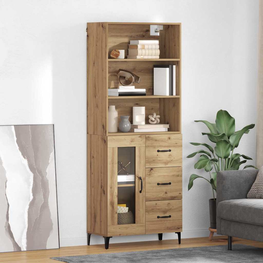 Høyskap Med Skuff Artisan Eik 69,5 X 34 X 180 Cm Konstruert Tre