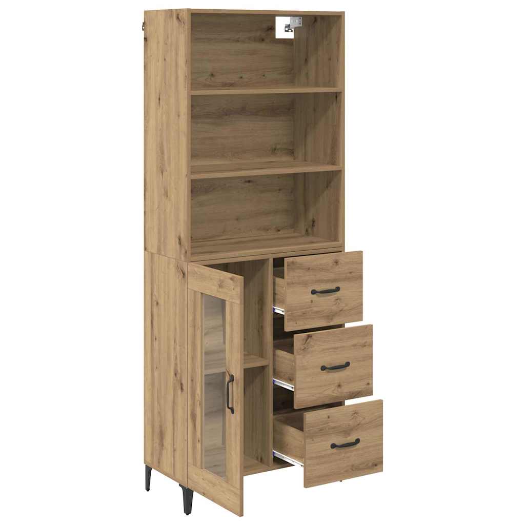 Høyskap Med Skuff Artisan Eik 69,5 X 34 X 180 Cm Konstruert Tre