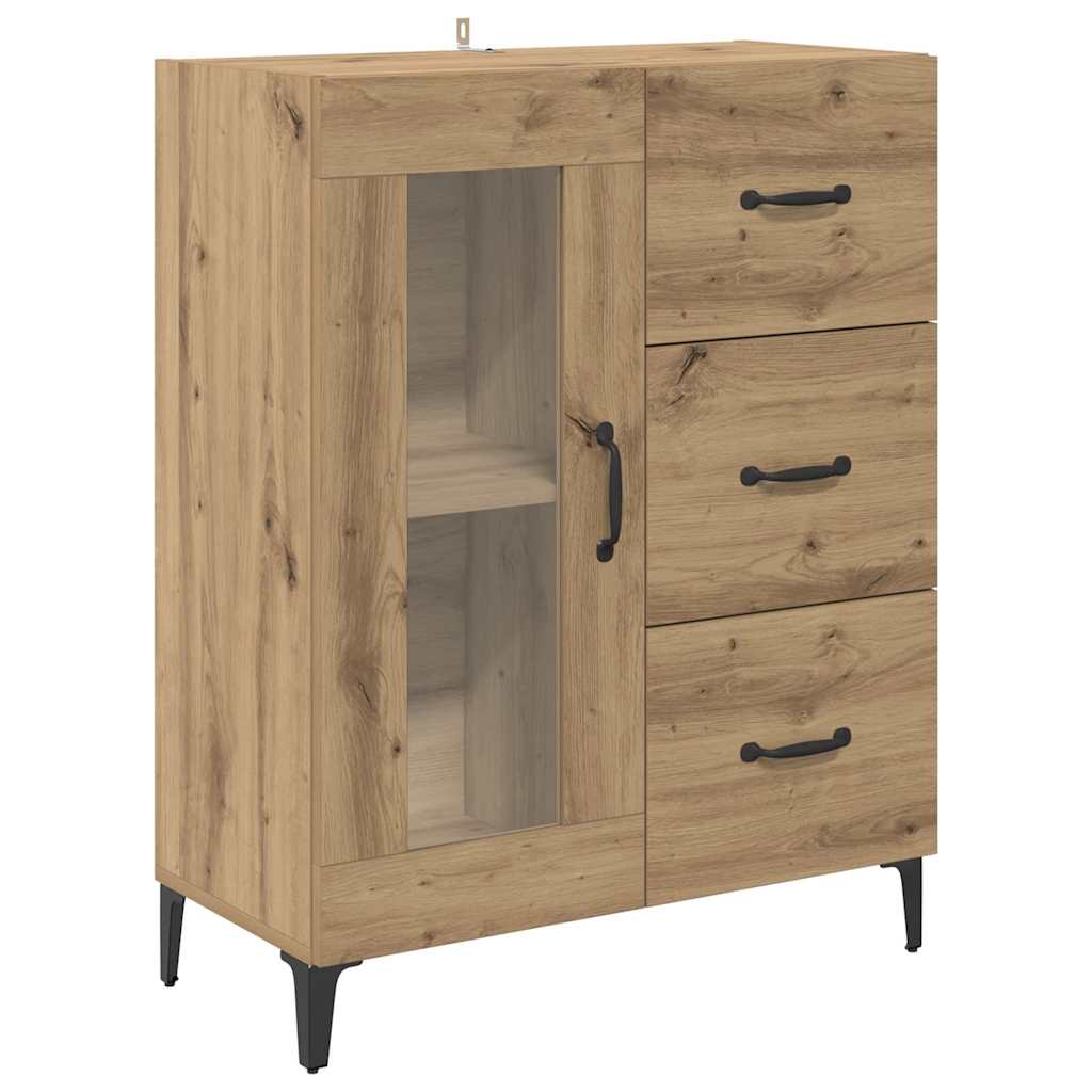 Høyskap Med Skuff Artisan Eik 69,5 X 34 X 180 Cm Konstruert Tre