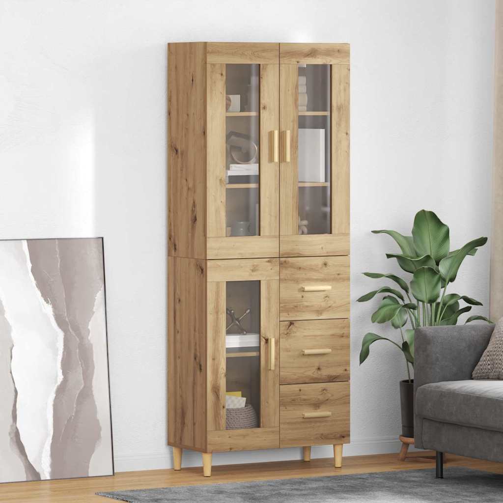 Høyskap Med Skuff Artisan Eik 69,5 X 34 X 180 Cm Konstruert Tre