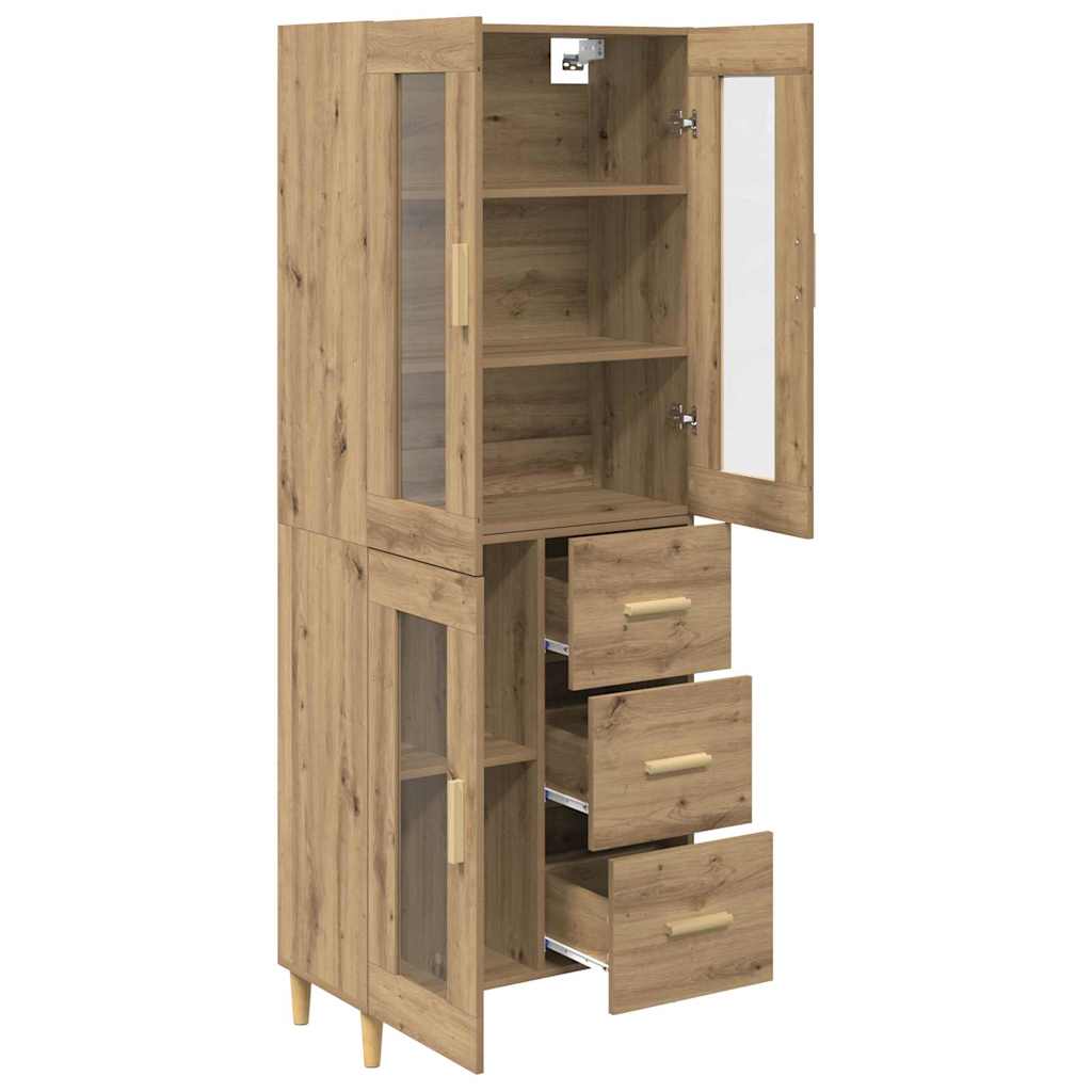 Høyskap Med Skuff Artisan Eik 69,5 X 34 X 180 Cm Konstruert Tre
