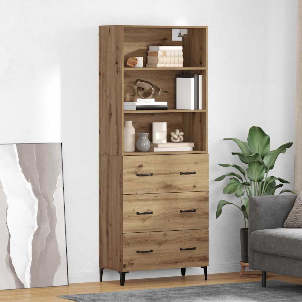 Høyskap Med Skuff Artisan Eik 69,5 X 34 X 180 Cm Konstruert Tre