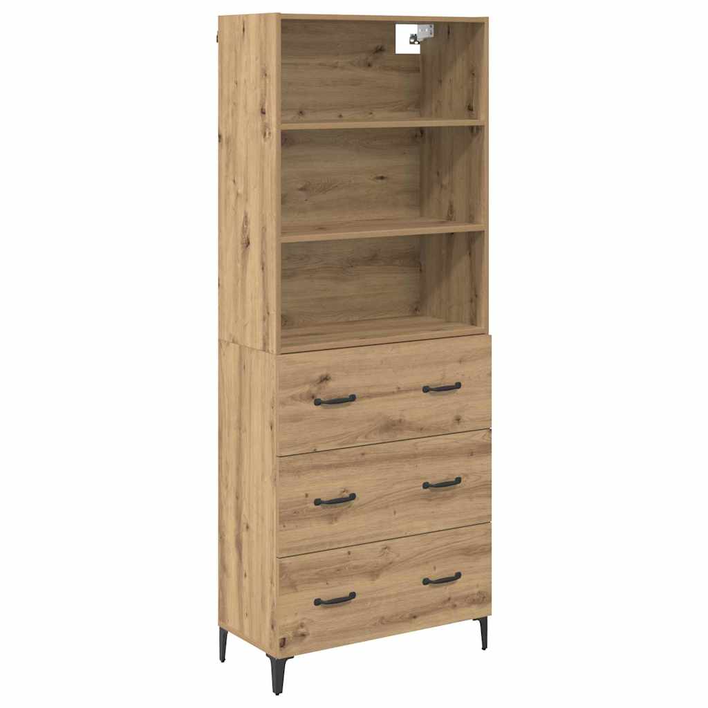 Høyskap Med Skuff Artisan Eik 69,5 X 34 X 180 Cm Konstruert Tre