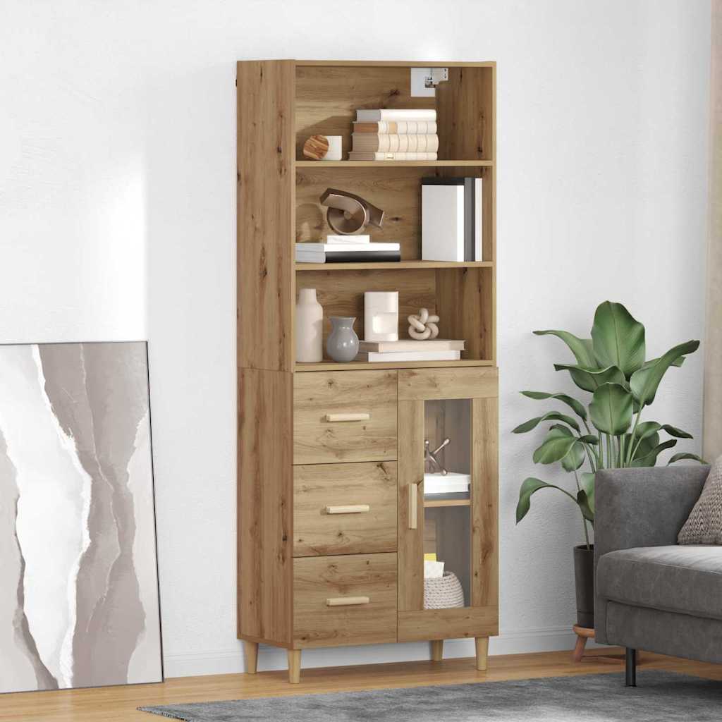 Høyskap Med Skuff Artisan Eik 69,5 X 34 X 180 Cm Konstruert Tre