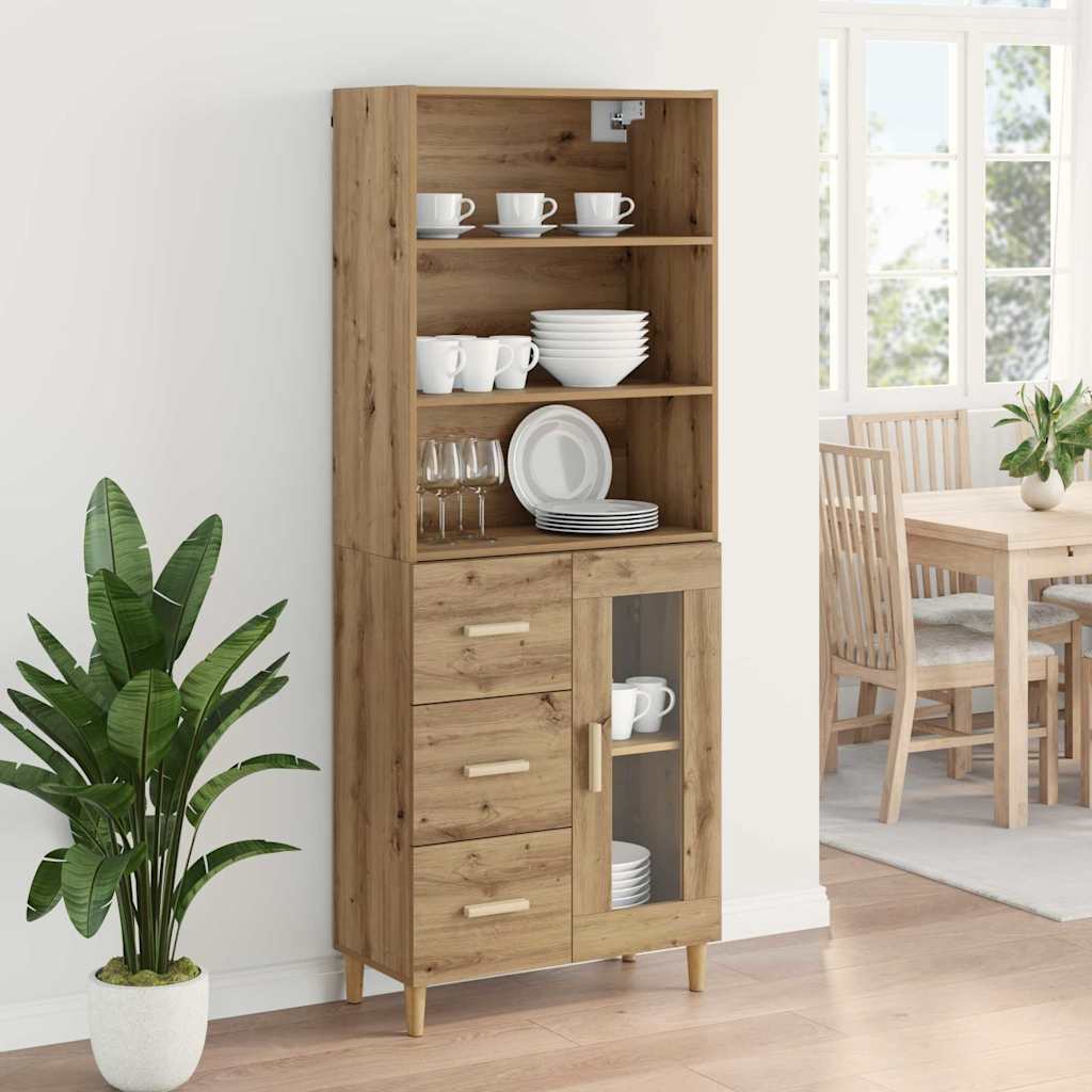 Høyskap Med Skuff Artisan Eik 69,5 X 34 X 180 Cm Konstruert Tre
