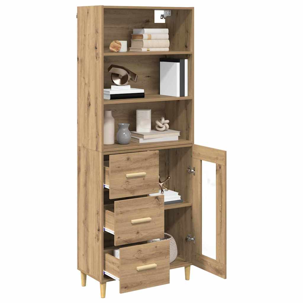 Høyskap Med Skuff Artisan Eik 69,5 X 34 X 180 Cm Konstruert Tre
