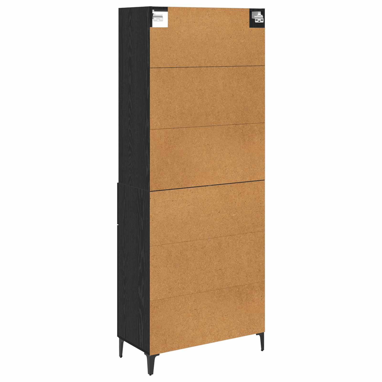 Høyskap Med Skuff Svart Eik 69,5 X 34 X 180 Cm Konstruert Tre