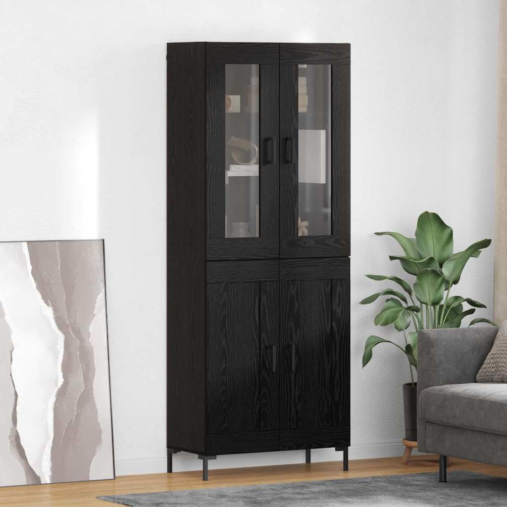 Høyskap 2 Pcs Svart Eik 69,5 X 34 X 180 Cm Konstruert Tre