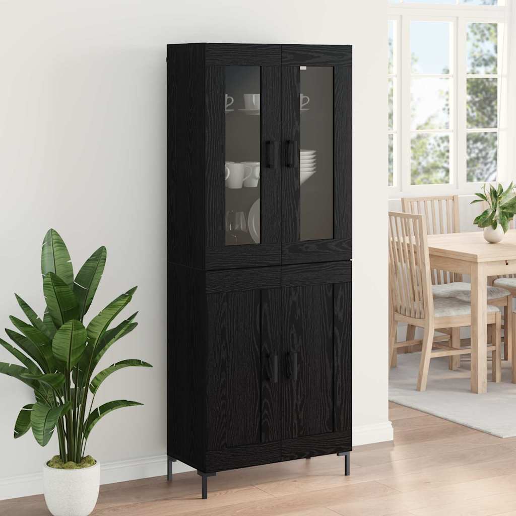 Høyskap 2 Pcs Svart Eik 69,5 X 34 X 180 Cm Konstruert Tre