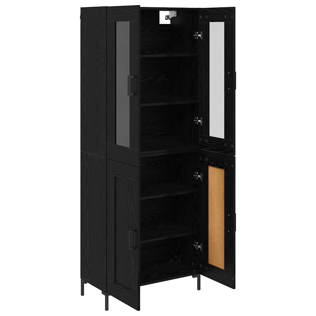 Høyskap 2 Pcs Svart Eik 69,5 X 34 X 180 Cm Konstruert Tre