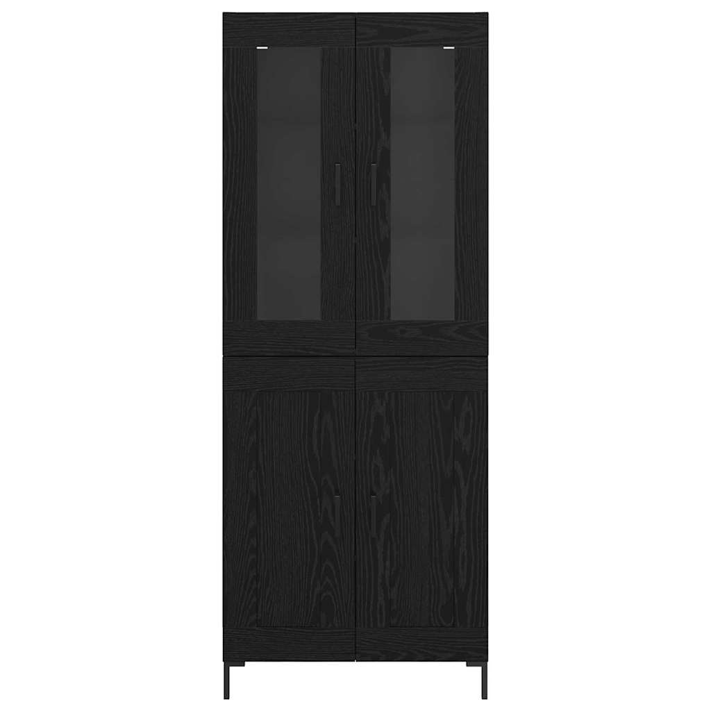 Høyskap 2 Pcs Svart Eik 69,5 X 34 X 180 Cm Konstruert Tre