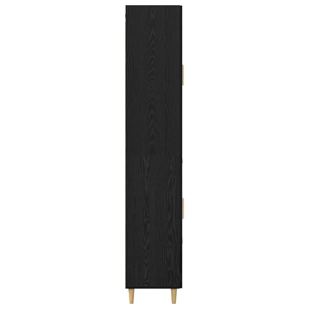 Høyskap Med Skuff Svart Eik 69,5 X 34 X 180 Cm Konstruert Tre